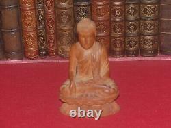 ART ASIATIQUE XXe JOLI PETIT BOUDDHA FINEMENT SCULPTE SUR BOIS EXOTIQUE