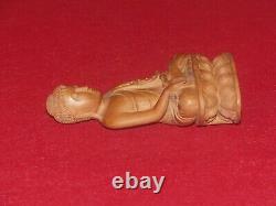 ART ASIATIQUE XXe JOLI PETIT BOUDDHA FINEMENT SCULPTE SUR BOIS EXOTIQUE