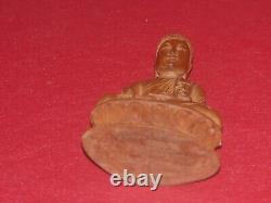 ART ASIATIQUE XXe JOLI PETIT BOUDDHA FINEMENT SCULPTE SUR BOIS EXOTIQUE