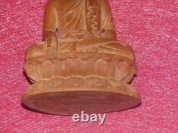 ART ASIATIQUE XXe JOLI PETIT BOUDDHA FINEMENT SCULPTE SUR BOIS EXOTIQUE