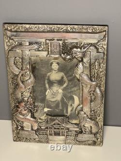 Ancien Cadre Métal Argenté époque INDOCHINE