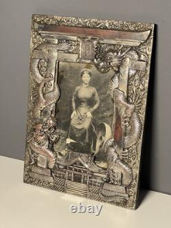 Ancien Cadre Métal Argenté époque INDOCHINE