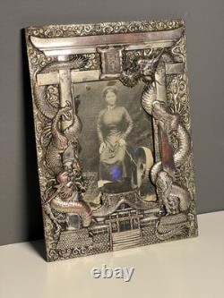 Ancien Cadre Métal Argenté époque INDOCHINE