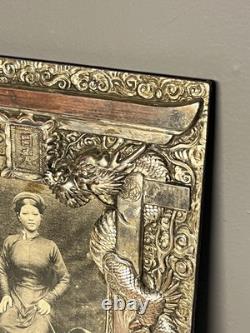 Ancien Cadre Métal Argenté époque INDOCHINE