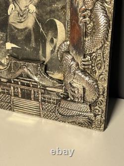 Ancien Cadre Métal Argenté époque INDOCHINE