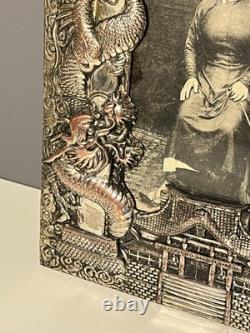 Ancien Cadre Métal Argenté époque INDOCHINE