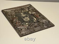 Ancien Cadre Métal Argenté époque INDOCHINE