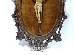 Ancien Cadre Religieux Foret Noire Bois Sculpte Crucifix Christianisme Religious