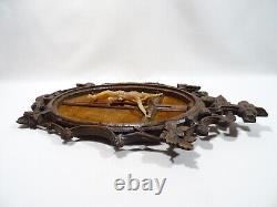 Ancien Cadre Religieux Foret Noire Bois Sculpte Crucifix Christianisme Religious