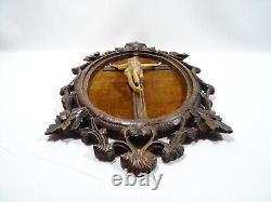 Ancien Cadre Religieux Foret Noire Bois Sculpte Crucifix Christianisme Religious