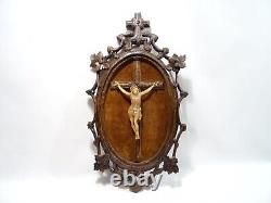 Ancien Cadre Religieux Foret Noire Bois Sculpte Crucifix Christianisme Religious