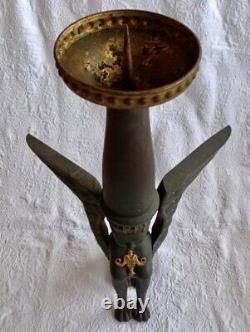 Ancien Chandelier Bougeoir Pic Cierge En Bois Sculpté SPHYNX Haute Période