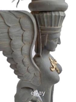 Ancien Chandelier Bougeoir Pic Cierge En Bois Sculpté SPHYNX haute période