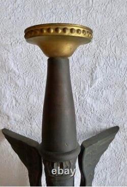 Ancien Chandelier Bougeoir Pic Cierge En Bois Sculpté SPHYNX haute période