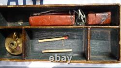Ancien Coffret Necessaire A Cacheter En Cuir Avec Prenom Incruste XIX