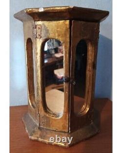Ancien Coffret à Bijoux et huit miroirs Forme octogonale et ses trois tiroirs