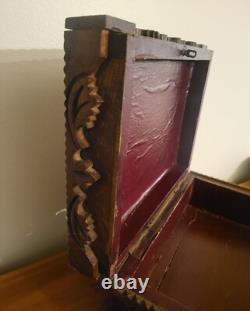 Ancien Coffret en Bois Sculpté, Boite ancienne XIXème