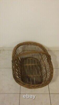 Ancien Grand Panier En Osier Vintage Rangement A Linge Fruits Divers Decoration