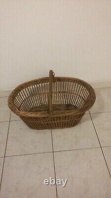 Ancien Grand Panier En Osier Vintage Rangement A Linge Fruits Divers Decoration