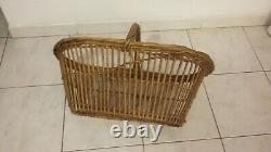 Ancien Grand Panier En Osier Vintage Rangement A Linge Fruits Divers Decoration