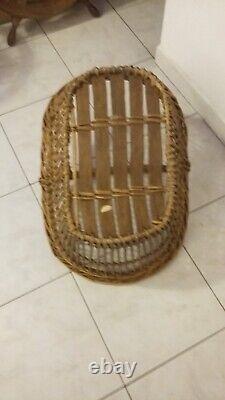 Ancien Grand Panier En Osier Vintage Rangement A Linge Fruits Divers Decoration