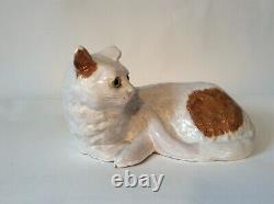 Ancien Grand chat Céramique Vernissée FRANCE BAVENT -1900