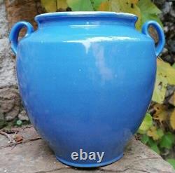 Ancien Kitchenware Français XIX ème Confit Pot à Glaçure Bleue 1.875 kg