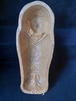 Ancien Moule A Gâteau Terre Cuite Poupon Alsace Art Pop Engobe Clair