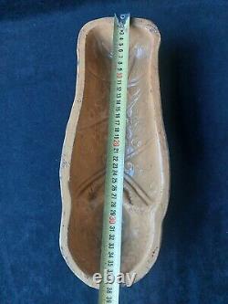 Ancien Moule A Gâteau Terre Cuite Poupon Alsace Art Pop Engobe Clair