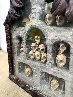 Ancien Ossuaire Bois Sculpté Großes Memento Mori 18/19 Jhr. Tirol Beinhaus