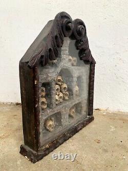 Ancien Ossuaire Bois Sculpté Großes Memento Mori 18/19 Jhr. Tirol Beinhaus