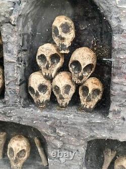 Ancien Ossuaire Bois Sculpté Großes Memento Mori 18/19 Jhr. Tirol Beinhaus