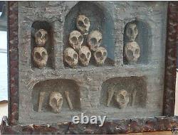 Ancien Ossuaire Bois Sculpté Großes Memento Mori 18/19 Jhr. Tirol Beinhaus