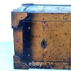 Ancien Petit Coffre Fort Dlg Fichet Bauche Old Iron Strongbox Safe Cassaforte