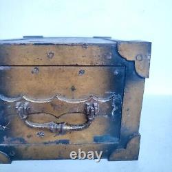 Ancien Petit Coffre Fort Dlg Fichet Bauche Old Iron Strongbox Safe Cassaforte