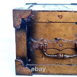 Ancien Petit Coffre Fort Dlg Fichet Bauche Old Iron Strongbox Safe Cassaforte