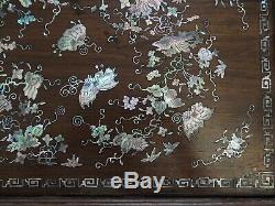 Ancien Plateau Nacre Bois Chinois Vietnamien Chinese Mother of Pearl Inlay Tray