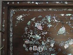 Ancien Plateau Nacre Bois Chinois Vietnamien Chinese Mother of Pearl Inlay Tray
