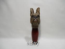 Ancien Pommeau Canne Ombrelle Tete De Chien En Bois Sculpte Sculpt Wood Dog Head