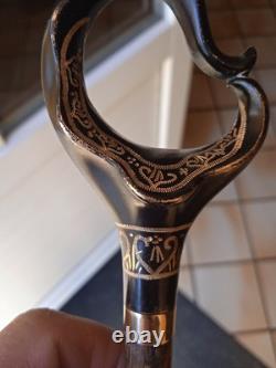 Ancien Pommeau D Ombrelle Noir Et Doré