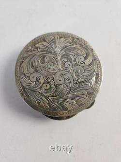 Ancien Poudrier Italien en Argent et émail