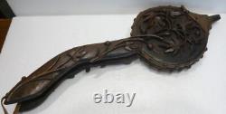 Ancien SOUFFLET bois sculpté XIXème siècle art populaire cheminée