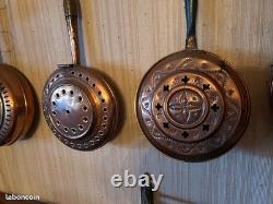 Ancien bassinoire chauffe lit du 19e Objet décoratif en cuivre