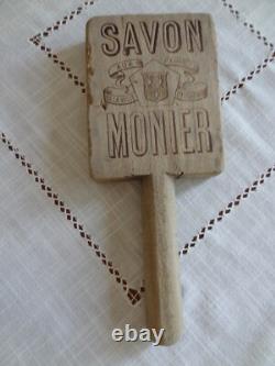 Ancien battoir de lavandière publicité savon Monier Eyguières art populaire