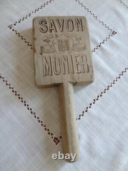 Ancien battoir de lavandière publicité savon Monier Eyguières art populaire