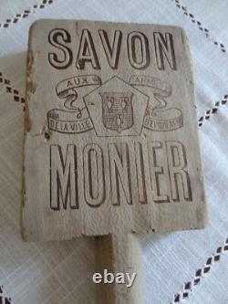 Ancien battoir de lavandière publicité savon Monier Eyguières art populaire