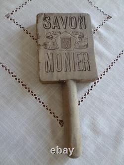 Ancien battoir de lavandière publicité savon Monier Eyguières art populaire