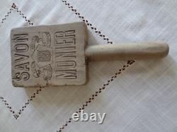 Ancien battoir de lavandière publicité savon Monier Eyguières art populaire