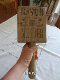 Ancien battoir de lavandière publicité savon Monier Eyguières art populaire