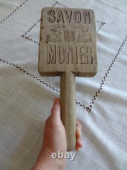 Ancien battoir de lavandière publicité savon Monier Eyguières art populaire